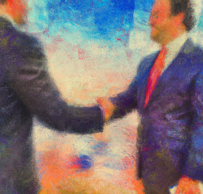 business people in suits shaking hands, impressionist style-1